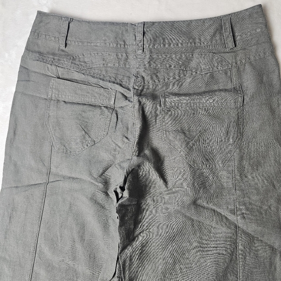 Sandro Linen Cropped Pants Light Olive Gray Women’s 10 Ten - Picture 9 of 11